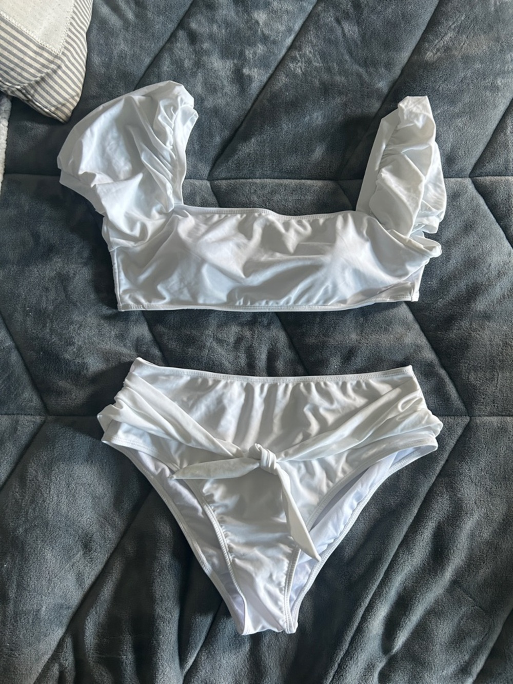 White Puff Sleeve Bikini Set